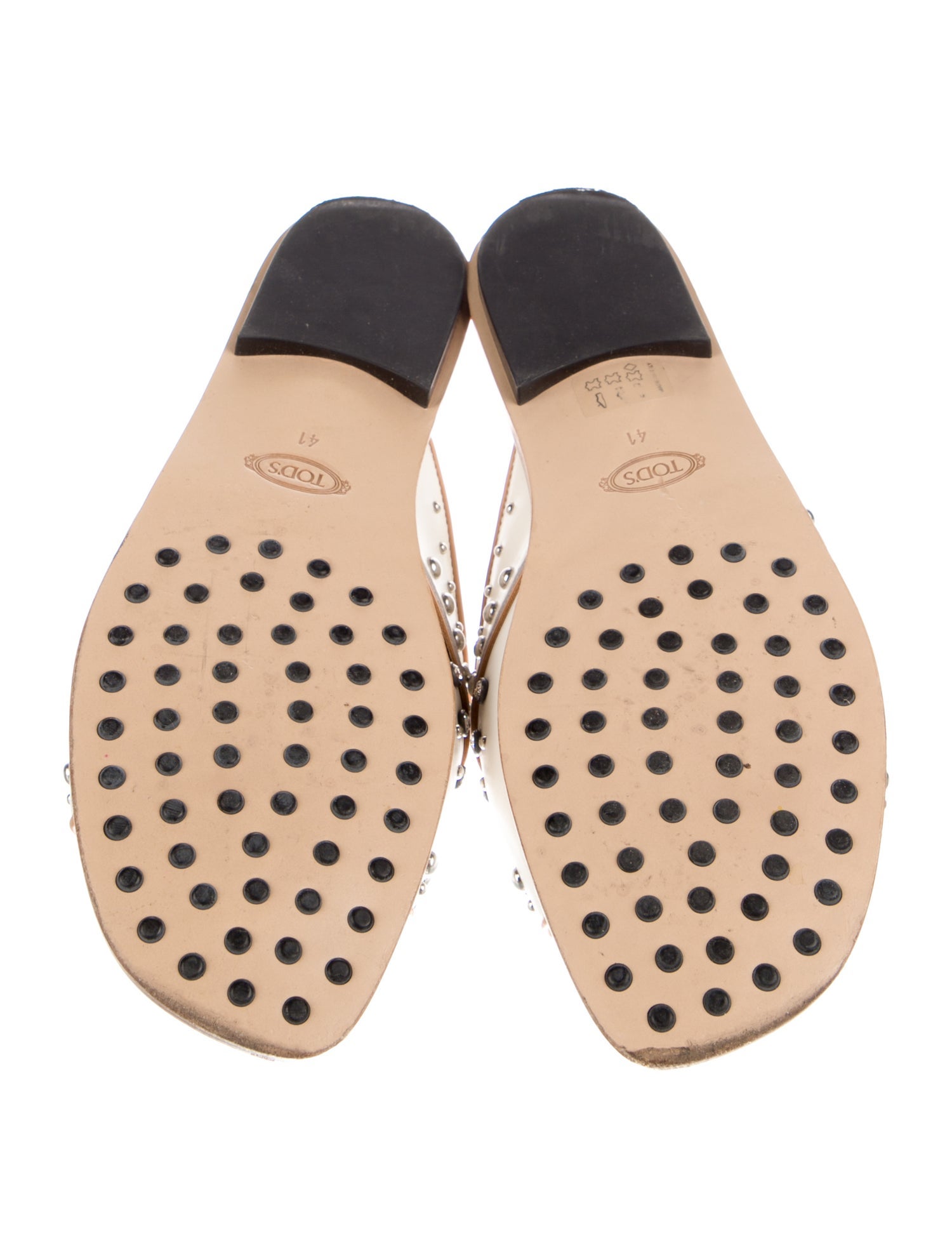 Tod's Leather Crystal Embellishments Slides